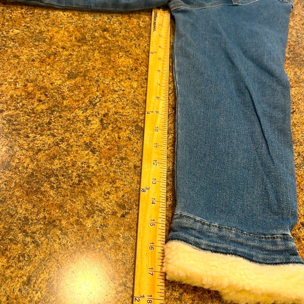 Veveret Faux Fur Hooded Denim Jacket Size Large Blue Collared Neckline Sherpa - Picture 15 of 15